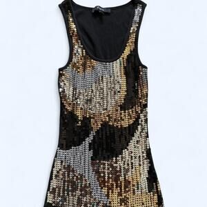 Vintage Y2K Express Fitted Sequin Tank Top